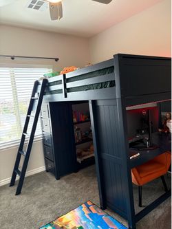 Full Bunk Bed with Desk Luca Blue