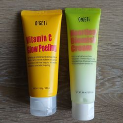 2 NEW O!GET! Vitamin C Glow Peeling Gel and Hydration Moisturizer Blemish Lotion Cream