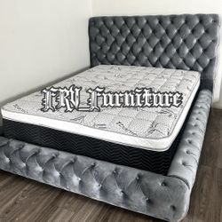 NEW QUEEN BED FRAME WITH MATTRESS