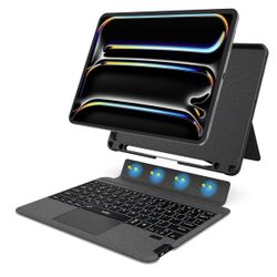 iPad Pro 11 inch Case with Keyboard, Detachable Case with Vertical Support, for iPad Pro 11” 1st-4th, Pencil Holder, Trackpad, 7-Color Backlit