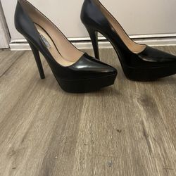 Prada Black Leather Platform Stilettos