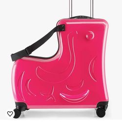 AO WEI LA OW Kids ride-on Suitcase carry-on Tollder Luggage with Wheels Suitcase to Kids aged 1-6 years old (pink 20 Inch) Nice