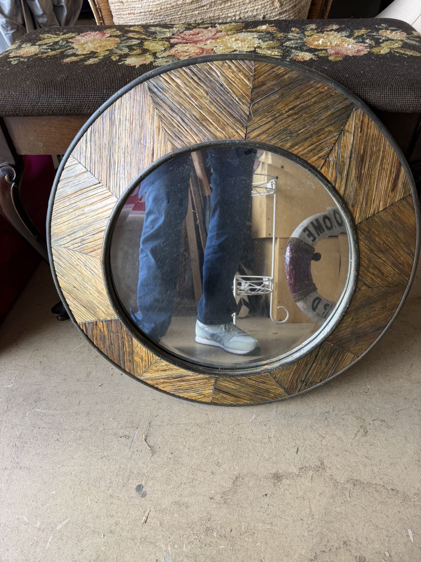 Large Round Boho Frame Mirror