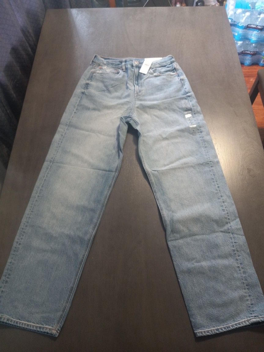 American Eagle Womens Comfort Stretch Waistband Baggy Denim Jeans Size 8 Regular NWT