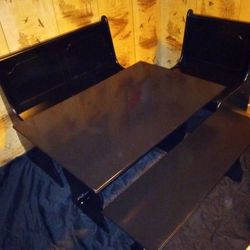 3 Piece Black Gloss Breakfast Nook Dining Set With Hidden Storage Benches. Missing Corner Piece!