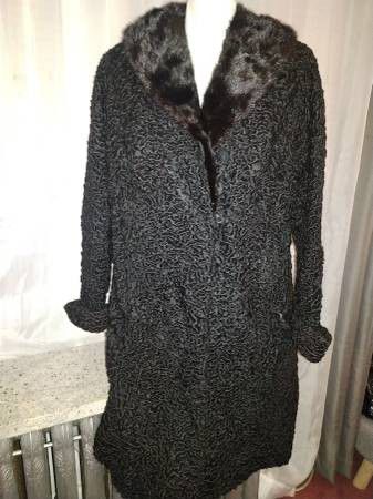 Persian lamb Mink Coat black Berman Women's Size M -

