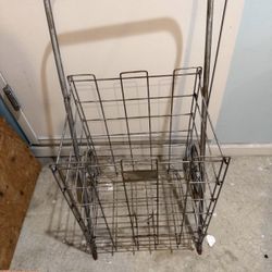 Vintage Wire Grocery Cart / Rolling Shopping Cart