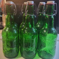 GROLSCH Beer Glass 16oz. Bottle Porcelain Flip Swing Top Lot Of 6