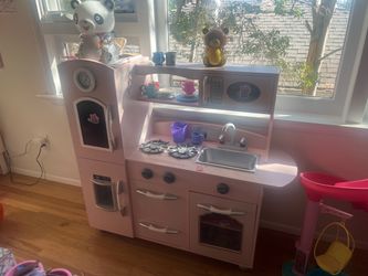 Pink play kitchen