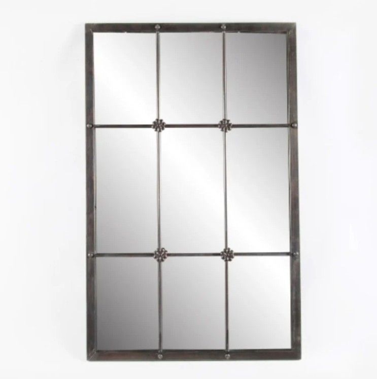 NEW - LuxenHome Metal Window Frame Wall Mirror