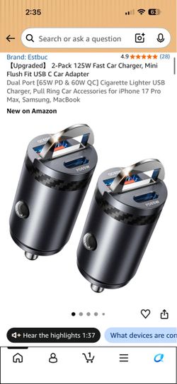 Estbuc 125W USB-C Car Charger 2-Pack