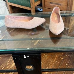 Pink Flat Rhinestone Studded Size 8 1/2 Dress Shoes