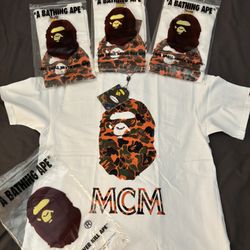 WHITE MCM BAPE TEE 