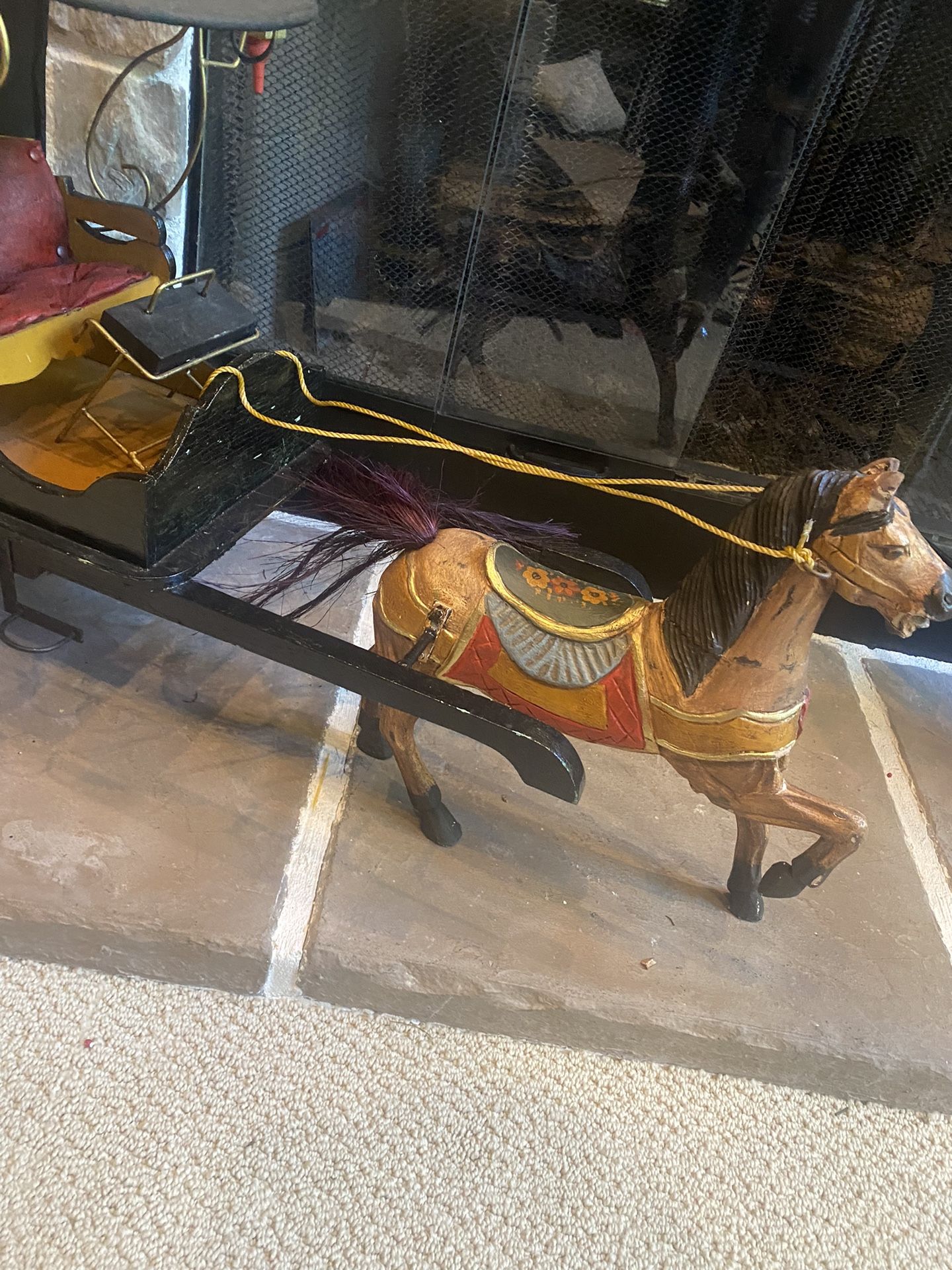 Vintage horse and buggy great for the holidays or anytime of the year priced anywhere from 250 to 1000 online similar ones don’t know the brand
