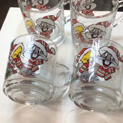 Vintage Season Looney Tunes Glass Cups Original Set USA