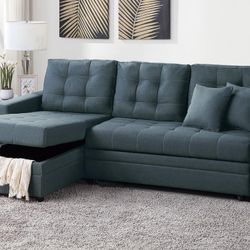 🔥 Brand New 88" x 57" Gray/Black/Charcoal Convertible Sofa Bed With Storage