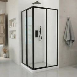 Dreamline Cornerview 34 1/2 in. D x 34 1/2 in. W x 72 in. H Framed Corner Sliding Shower Enclosure in Matte Black
