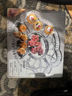 Tiffany Crystal Glass Oval Serving Platter