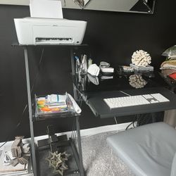 Computer Smoke Glass Desk and Desk Chair