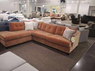 Jonathan Louis Billie 2 Piece Left Chaise Sectional - Rust | L-Shaped Couch | Corner Couch