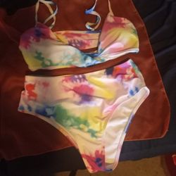 2piece Mulicolored Swimsuit Size M