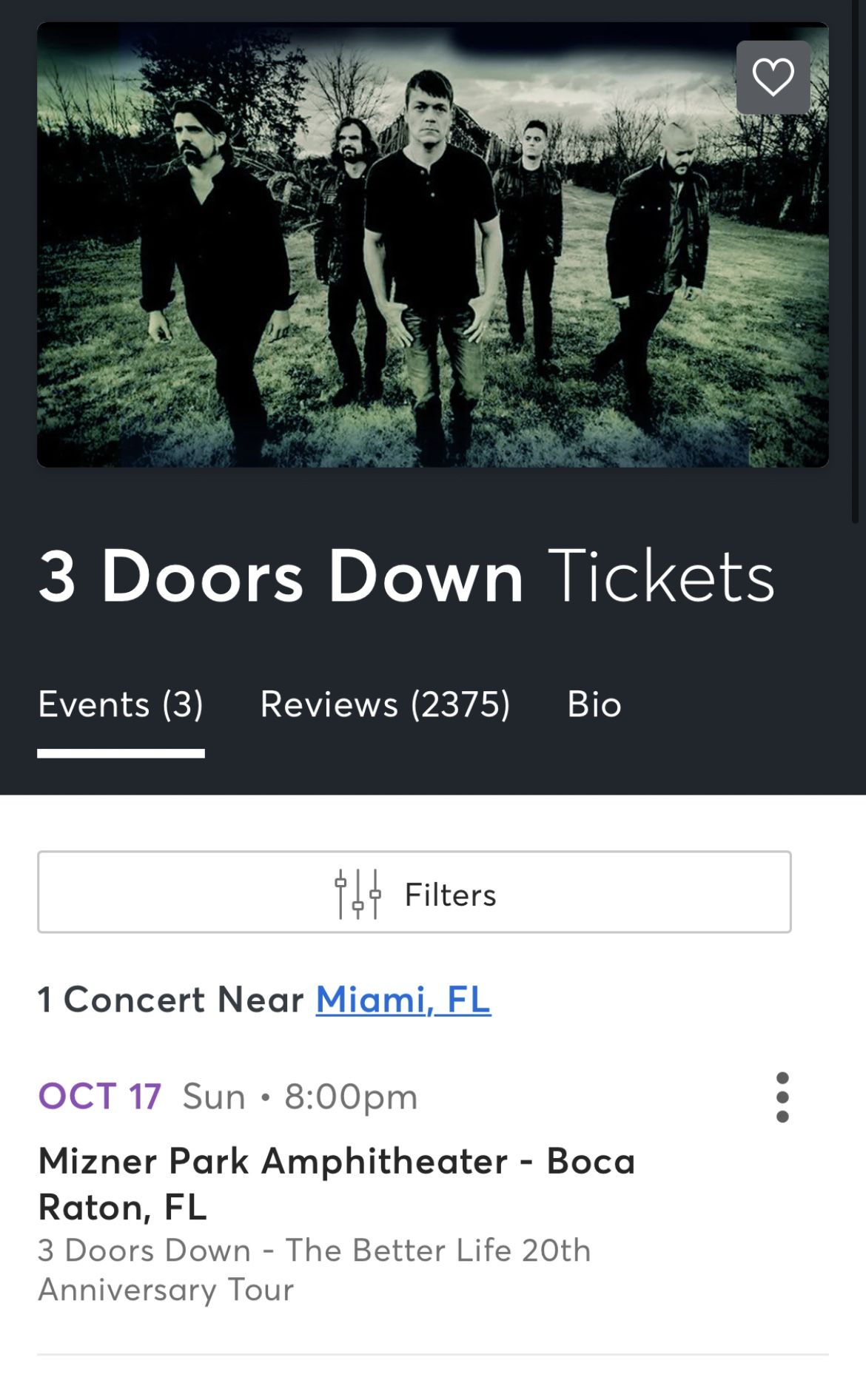 Two Tickets For 3 Doors Down 