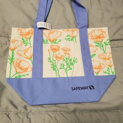NWT Lot of 2 Safeway California Poppies Canvas Mini Totes