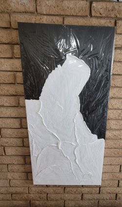 29"x58" Abstract Wave Oil Painting / Textured Artwork Wall Art