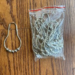 Decorative curtain, shower, hangers, hooks, gold tone set of 13 Decorative curtain, shower, hangers, hooks, gold tone set of 13