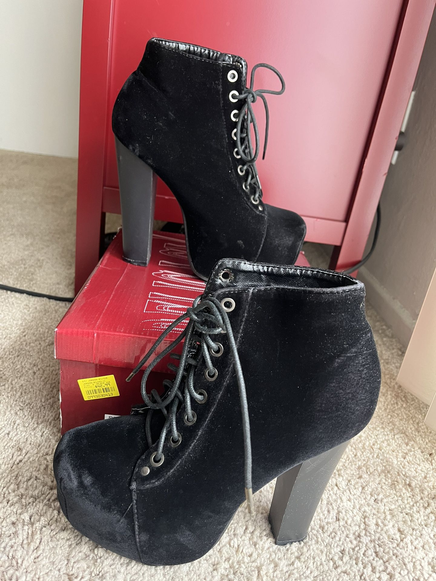 Black Suede Lace Up Booties