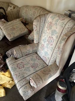 Floral Wingback Armchair with Matching Sofa
