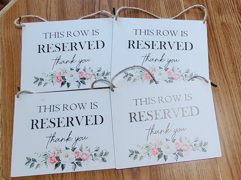 Row Reserved Sign For Wedding