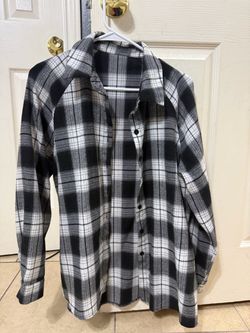 Black and White Plaid Flannel Shirt