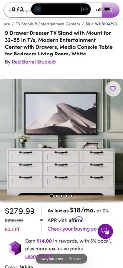 Dresser with tv mount