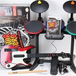 Guitar Hero: Warriors of Rock Wii Band Bundle w/Box & Game, Tested & Working!