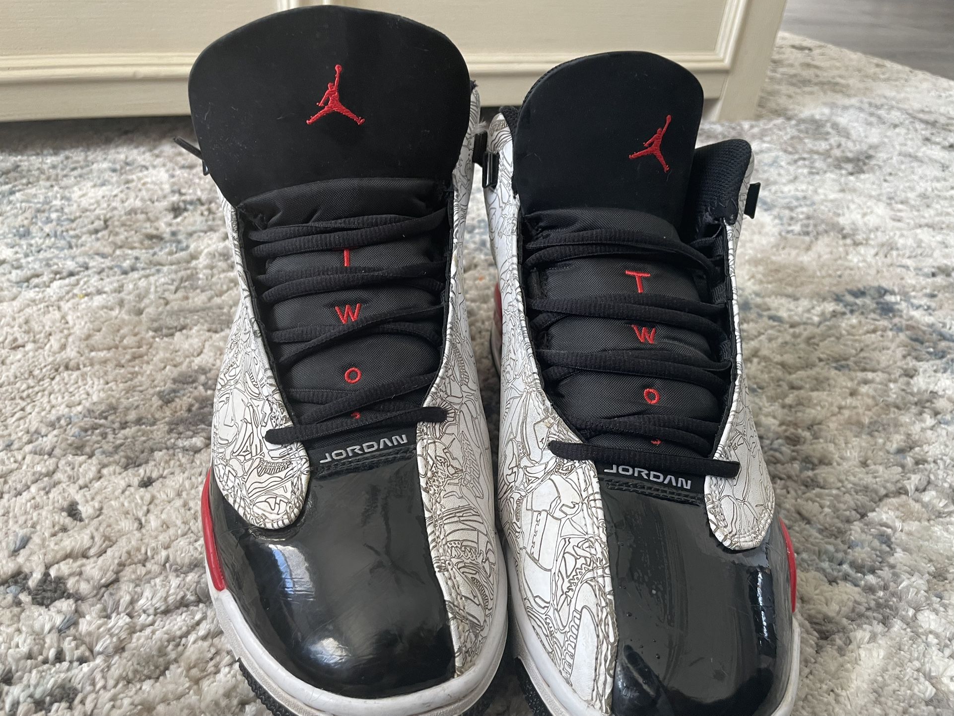 two3 dub zero black,red,white jordan size 11-12