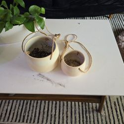Set Of 2 Ceramic Hanging Pots