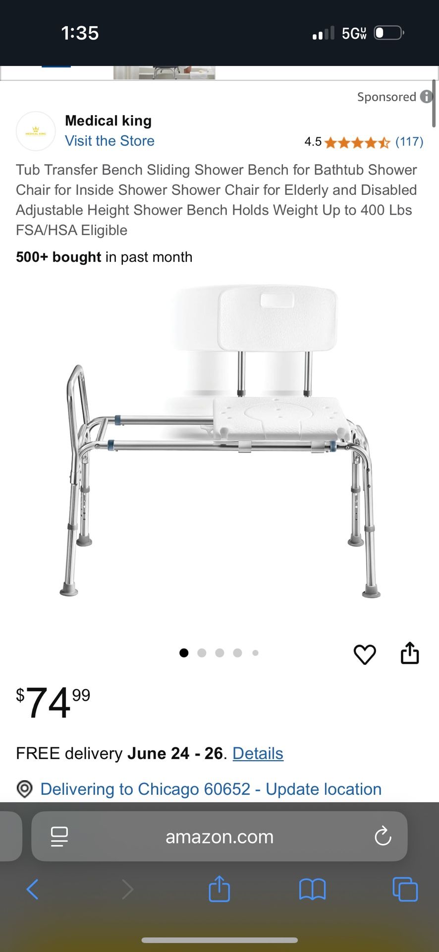 Tub Transfer Seat Used Good Condition