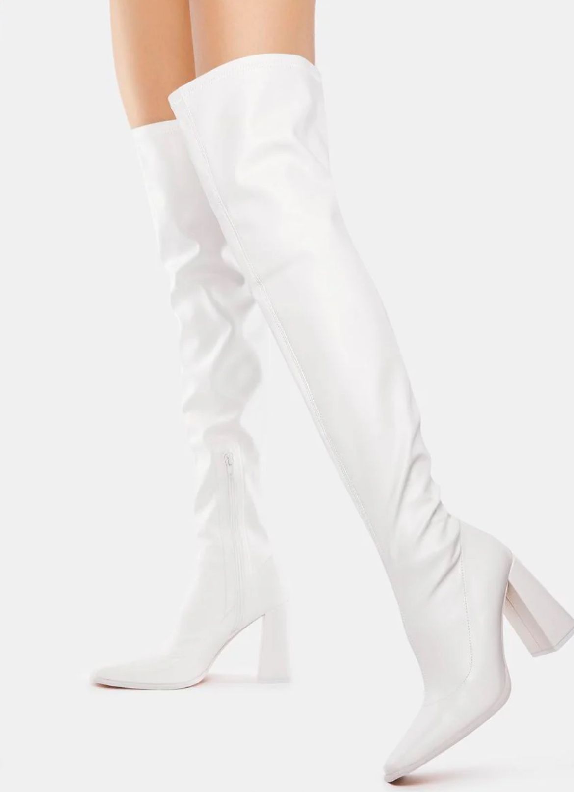 White Thigh-high Boots. Size 6.5