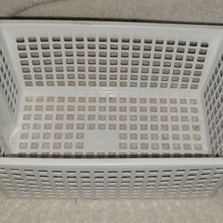 White Plastic Storage Basket with Handle