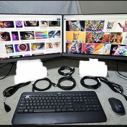 Two HP 22” Monitors + Wireless Keyboard + Mouse