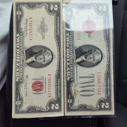 Rare Set Of Two Dollar Bills