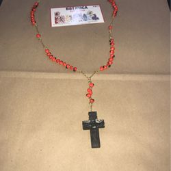 Rosario 📿 Con Cruz De Azabache Y De Semilla De Peonia 10k Oro Laminado - Rosary 10 K Gold Plated 