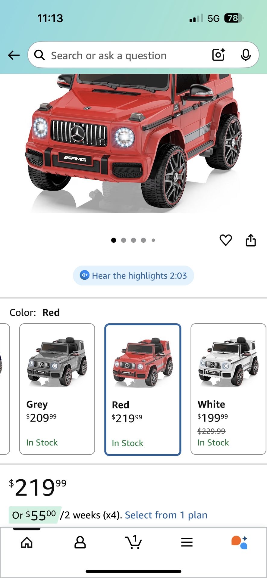 ANPABO Licensed Mercedes-Benz G63 Car for Kids, 12V Ride on Car w/Parent Remote Control, LED Headlights, Music Player & Horn, Soft Start, Low Battery 