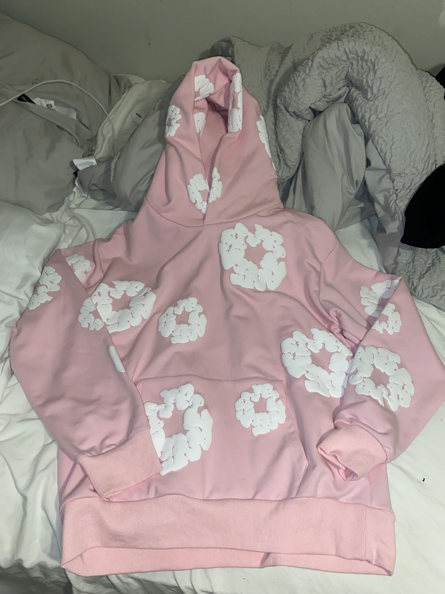 Pink Denim Tear Hoodie