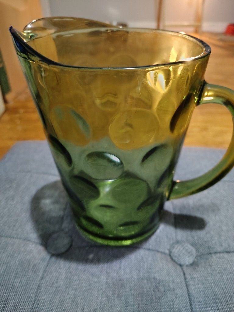 Vintage Hazel Atlas Eldorado Green Glass Pitcher