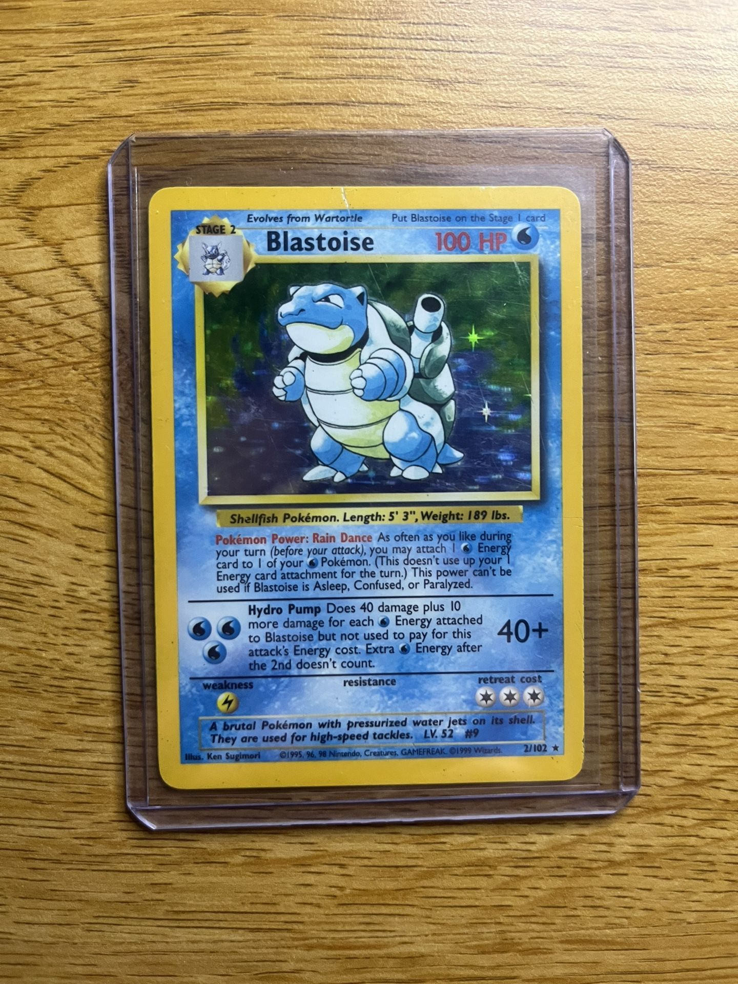 Pokemon TCG Base Set Blastoise 2/102 Vintage Unlimited Holo Rare Card LP