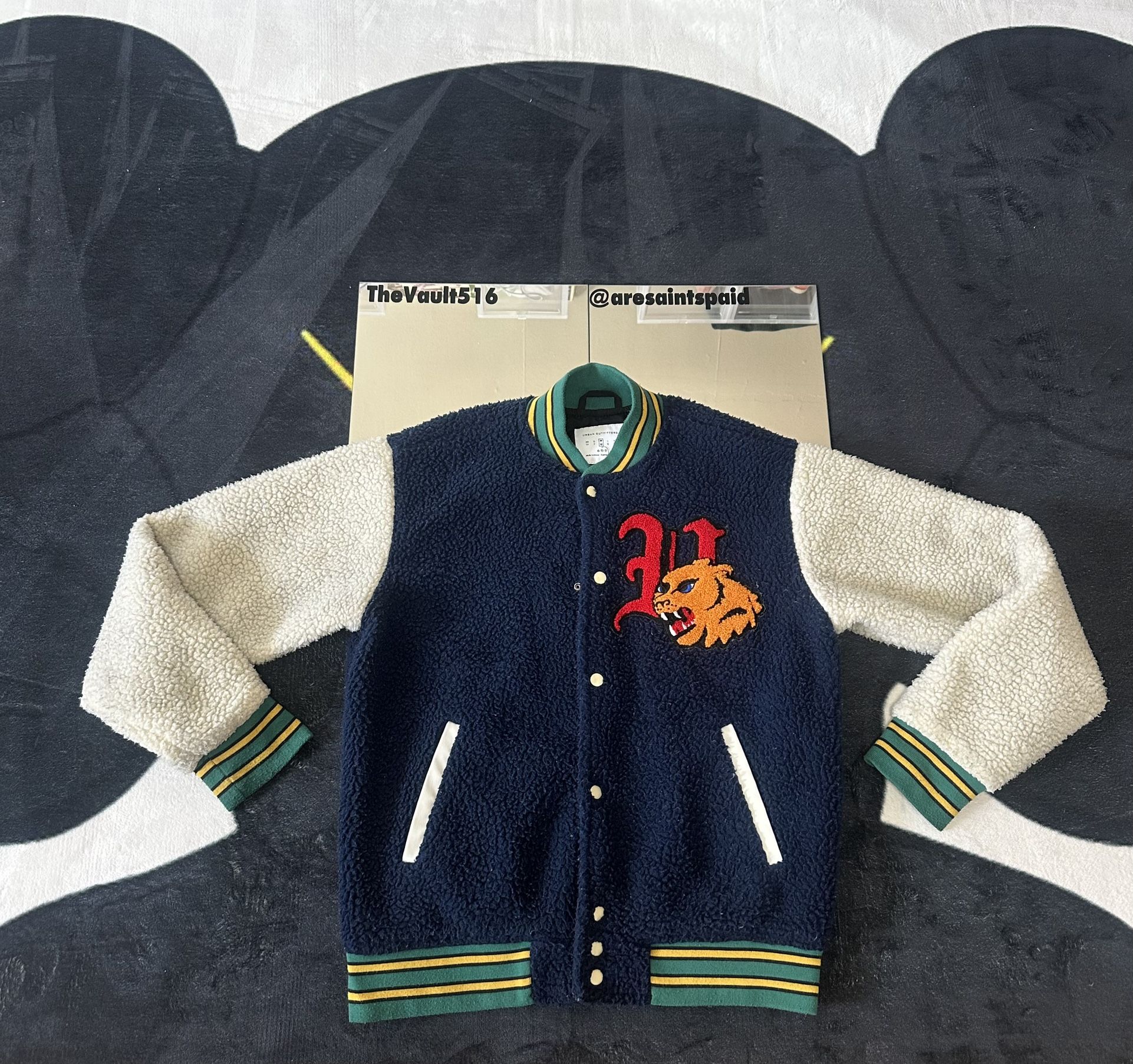 Urban Outfitters Sherpa Graphic Varsity Jacket - SIZE M
