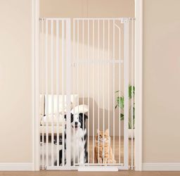 Extra Tall Cat Gate, 55.1" Heavy Duty Pet Gate for Large Cats & Dogs, Adjustable 29.9-41.3" Wide, Auto Close, No Drilling Pressure Mount, Easy Walk Th