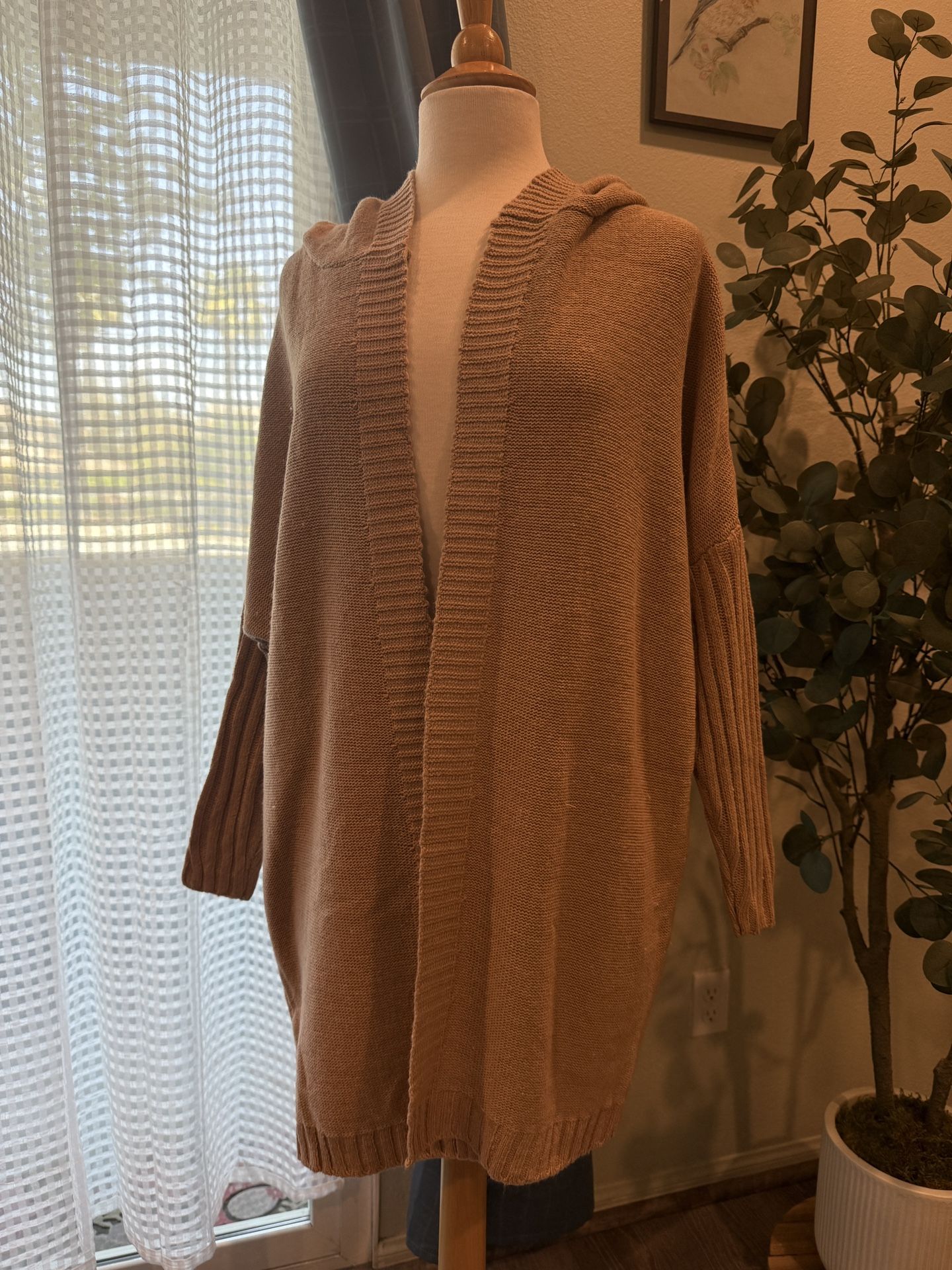 Bohemian Hooded Knitted Tan Cardigan